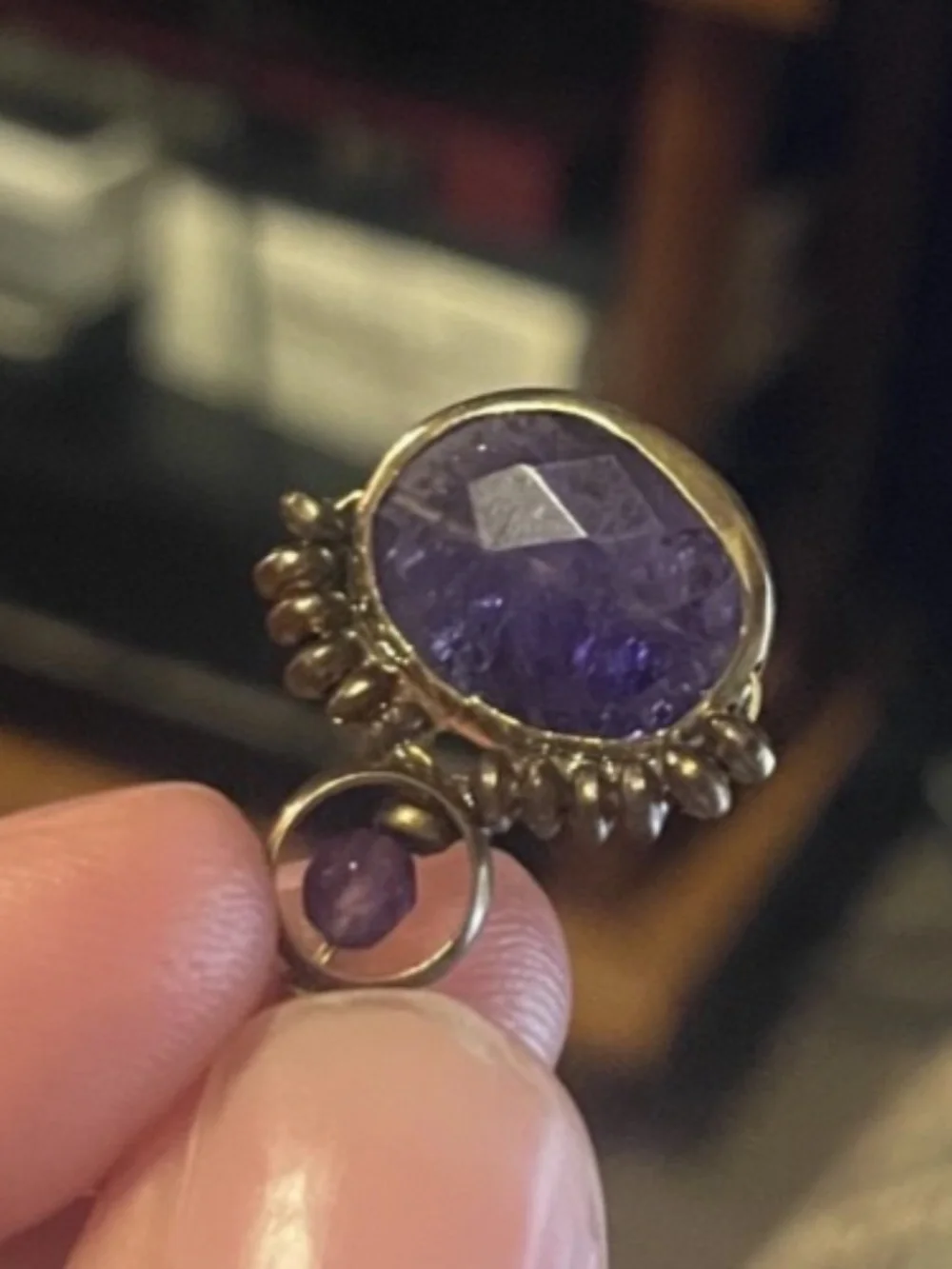 925 Sterling Silver bronze patina Amethyst Earrings
